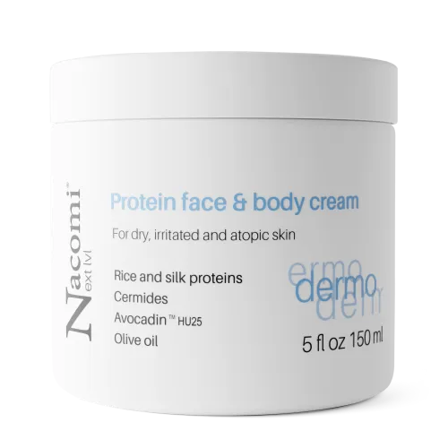 Nacomi Next Lvl Dermo, Protein Face & Body Cream (Proteinowy krem do twarzy i ciała dla skóry atopowej, suchej  i podrażnionej)