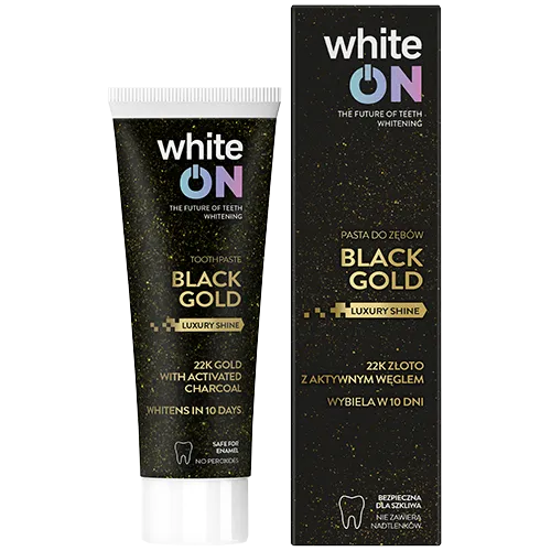 WhiteON Black Gold Luxury Shine, Wybielająca pasta do zębów `22K złoto z aktywnym węglem` - 2