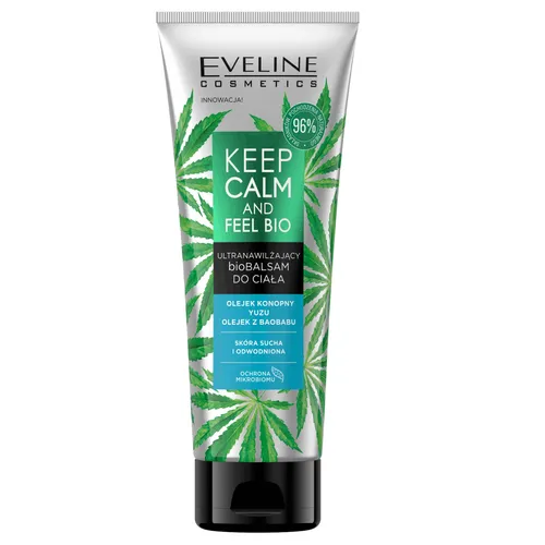 Eveline Cosmetics Keep Calm And Feel Bio, Ultranawilżający biobalsam do ciała `Olejek konopny, yuzu i olejek z baobabu`