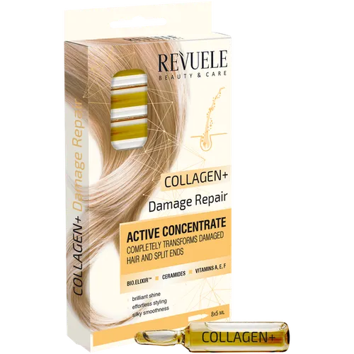 Revuele Collagen+, Damage Repair Active Concentrate (Ampułki do włosów z kolagenem)