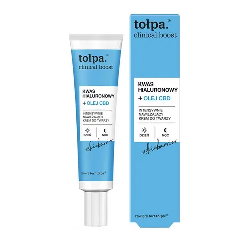 Tołpa Clinical Boost, Kwas Hialuronowy + Olej CBD, Intensywnie nawilżający krem do twarzy