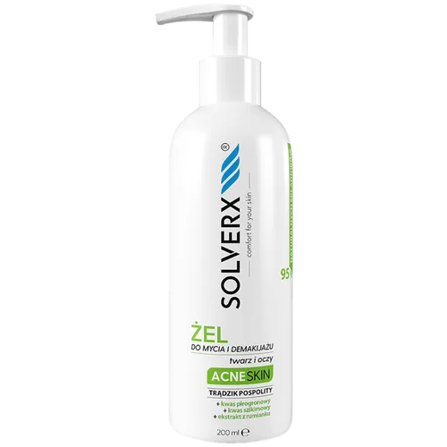 Solverx Acne Skin, Żel do mycia i demakijażu twarzy i oczu