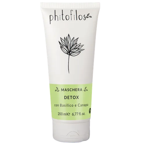 Phitofilos Maschera Detox con Basilico e Canapa (Maska oczyszczająca z osadu ze smogu i twardej wody)