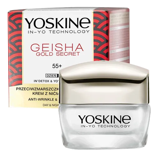 Yoskine Geisha Gold Secret, Przeciwzmarszczkowy krem z nićmi jedwabiu na dzień i na noc 55+