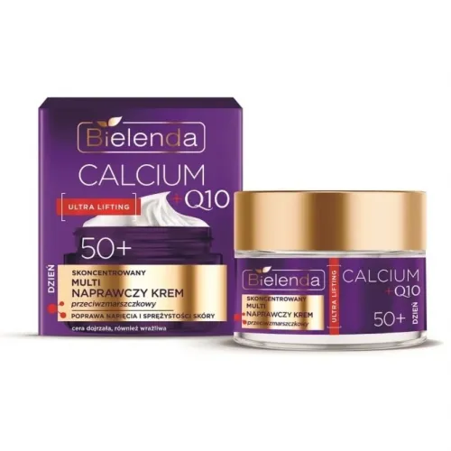 Bielenda Calcium + Q10, Skoncentrowany multi naprawczy krem przeciwzmarszczkowy 50+