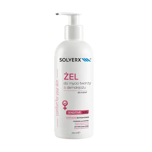 Solverx Sensitive skin, Żel do mycia i demakijażu twarzy i oczu (stara wersja) - 1