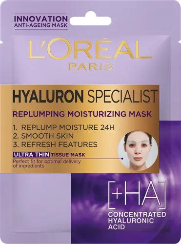 L'Oreal Paris Hyaluron Specialist Tissue Mask (Nawilżająco-wypełniająca maska w płachcie) - 1