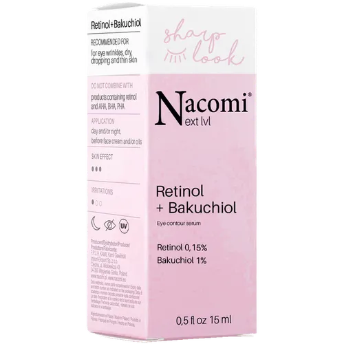 Nacomi Next Lvl, Sharp Look Retinol + Bakuchiol Eye Contour Serum (Serum pod oczy z retinolem i bakuchiolem)
