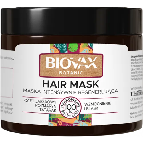 L'biotica Biovax Botanic, Wzmocnienie i blask, Maska intensywnie regenerująca