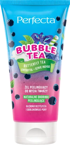 Perfecta Bubble Tea, Butterfly Tea, Erytrytol + Dzikie Indygo, Żel peelingujący do mycia twarzy