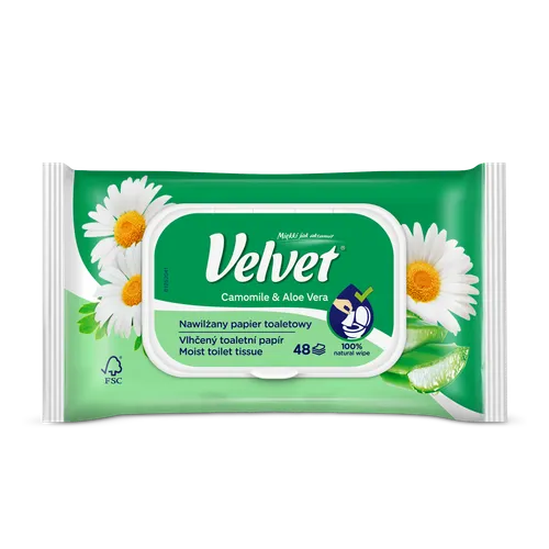 Velvet Rumianek i aloes, Nawilżany papier toaletowy - 1