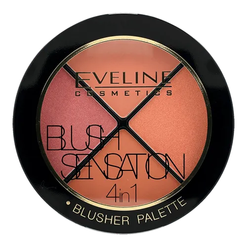 Eveline Cosmetics Blush Sensation, 4 in 1 Blusher Palette (Paleta róży do modelowania twarzy 4 w 1)