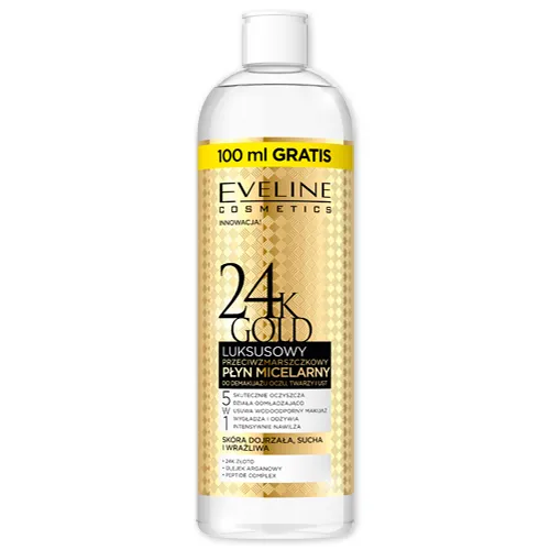 Eveline Cosmetics 24k Gold Filtrowany Śluz Ślimaka, Luksusowy przeciwzmarszczkowy płyn micelarny 8 w 1 - 1