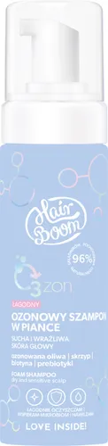 HairBoom O3zon, Łagodny ozonowy szampon w piance do suchej i wrażliwej skóry głowy