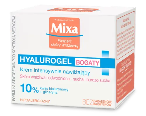 Mixa Hyalurogel, Bogaty krem intensywnie nawilżający, skóra wrażliwa, odwodniona, sucha i bardzo sucha - 4