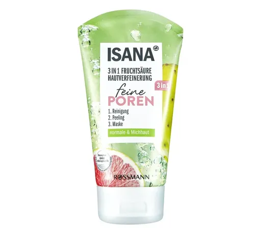 Isana 3 in 1 Fruchtsäure Hautverfeinerung feine Poren (Peeling + maska 3 w1 `Redukcja porów `)
