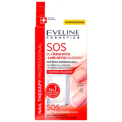 Eveline Cosmetics Nails Therapy Professional, SOS Odżywka wzmacniająca z wapniem i kolagenem (nowa wersja) - 3