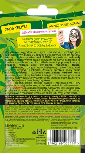 Bielenda Crazy Mask, Detoksykująca maska w płacie 3D `Panda` - 2