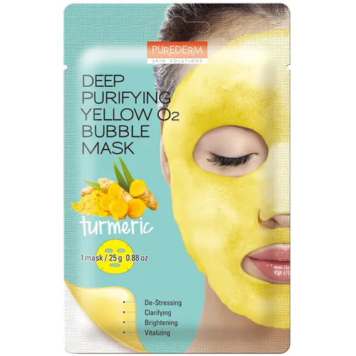 Purederm Deep Purifying Yellow O2 Bubble Mask (Bąbelkująca maseczka z kurkumą)