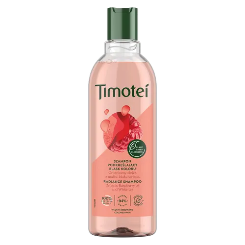 Timotei Radiance Shampoo Organic Raspberry oil and White tea (Szampon do włosów podkreślający blask koloru `Organiczny olejek z malin i biała herbata`)