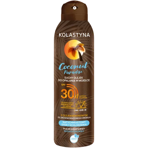Kolastyna Coconut Paradise, Suchy olejek do opalania w mgiełce SPF30