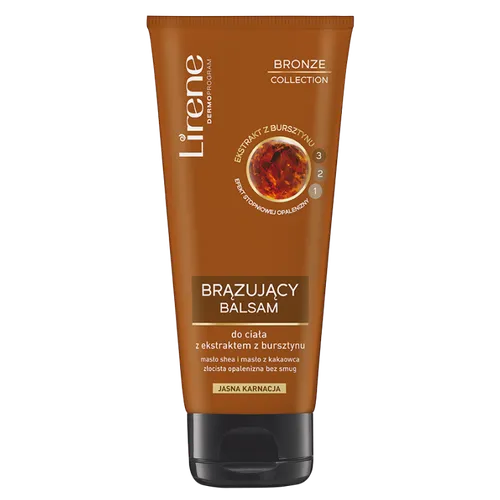 Lirene Dermoprogram Bronze Collection, Brązujący balsam do ciała z ekstraktem z bursztynu jasna karnacja
