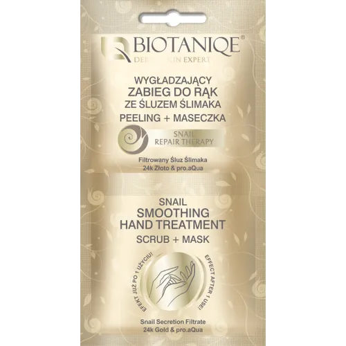Biotaniqe Terapia Śluzem Ślimaka, Wygładzający zabieg do rąk ze śluzem ślimaka peeling + maseczka - 1