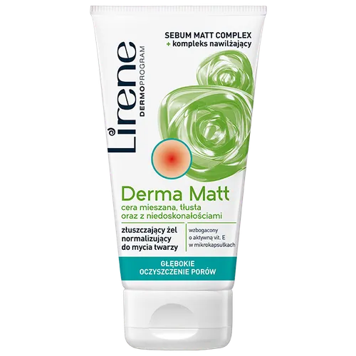 Lirene Dermoprogram Derma Matt, Złuszczający żel normalizujący do mycia twarzy