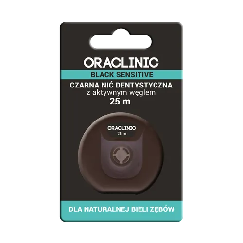 Oraclinic Black Sensitive, Czarna nić dentystyczna z aktywnym węglem
