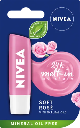 Nivea Soft Rose, 24h Melt-in Moisture (Różana pomadka ochronna) - 1