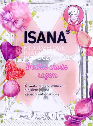 Isana Słodkie Chwile Razem, Hydrożelowe płatki pod oczy z kwasem hialuronowym i olejem jojoba