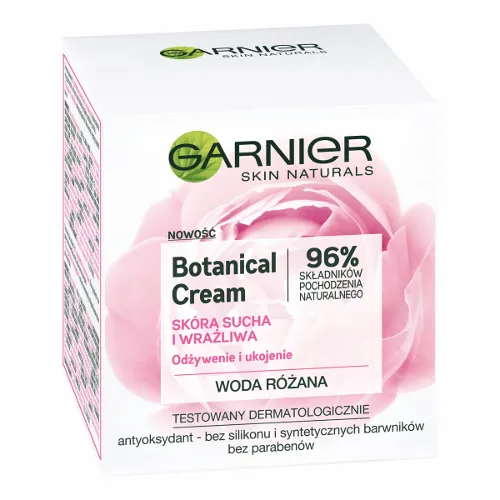 Garnier Botanical Cream, Krem nawilżający z wodą różaną do skóry suchej i wrażliwej