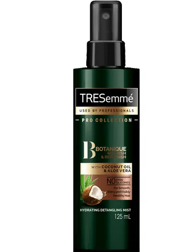 TRESemme Botanique, Nourish & Replenish, Hydrating Detangling Hair Mist with Coconut Oil & Aloe Vera (Regenerująca lekka odżywka do włosów w sprayu dla włosów wymagających `Olej kokosowy i aloes`)