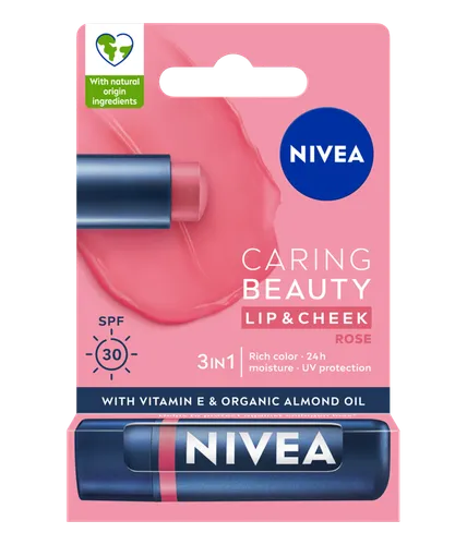 Nivea Caring Beauty, 3in1 Lip & Cheek SPF 30 (Pielęgnująca pomadka 3w1 do ust i policzków SPF 30) - 2