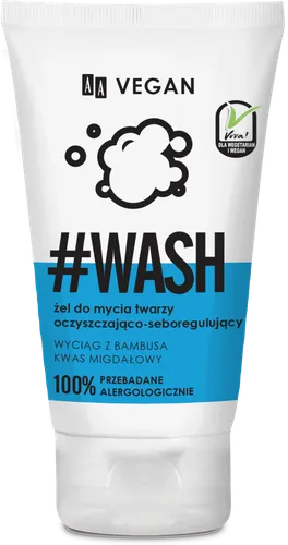 AA Vegan, #Wash, Żel do mycia twarzy oczyszczająco-seboregulujący