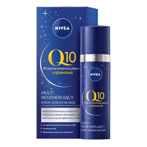 Nivea Q10, Przeciwzmarszczkowy multi-regenerujący krem-serum na noc `Ujędrnienie`