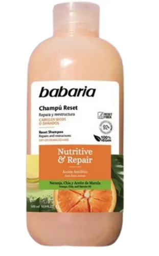 Babaria Natural Cosmetics Reset Shampoo Nutritive & Repair (Szampon odbudowujący do włosów suchych i zniszczonych z olejkiem z maruli)