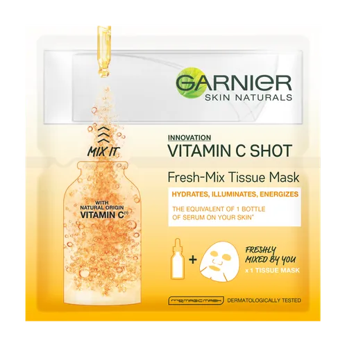 Garnier SkinActive, Fresh Vitamin C Shot, Fresh-Mix Tissue Mask (Maska w płachcie z witaminą C) - 1