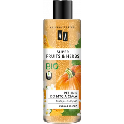 AA Super Fruits & Herbs, Peeling do mycia ciała `Dynia & jaśmin`