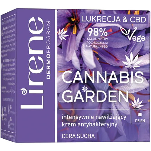 Lirene Dermoprogram Cannabis Garden, Intensywnie nawilżający krem antybakteryjny do twarzy na dzień