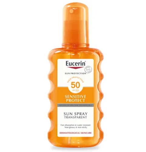 Eucerin Sun Spray Transparent Sensitive Protect SPF 50 (Przezroczysty spray do opalania dla wrażliwej skóry)