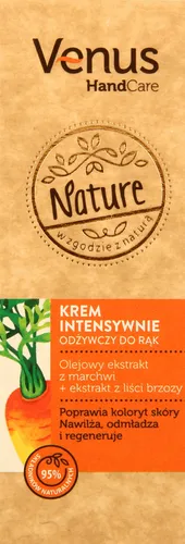 Venus Nature, HandCare, Intensywnie odżywczy krem do rąk 'Olejowy ekstrakt z marchwi + ekstrakt z liści brzozy'