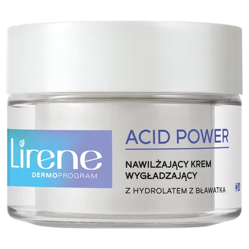 Lirene Dermoprogram Acid Power, Nawilżający krem wygładzający z hydrolatem z bławatka
