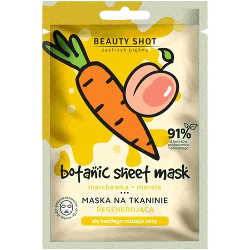 Beauty Shot Botanic Sheet Mask, Maska regenerująca `Marchewka, morela`