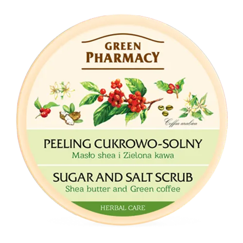 Green Pharmacy Peeling cukrowo - solny `Masło shea i zielona kawa` - 1