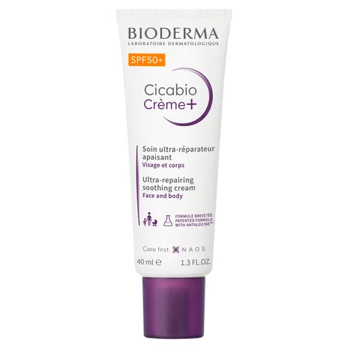 Bioderma Cicabio, Creme+, Ultra-Repairing Soothing Cream SPF50+ (Krem naprawczy SPF50+)