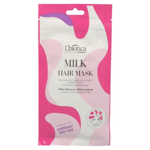 L'biotica Milk Therapy Hair Mask (Maska do włosów w formie czepka regenerująca `Mleko kokosowe, malina, jedwab`)
