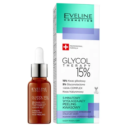 Eveline Cosmetics Glycol Therapy, 5-minutowy wygładzający peeling kwasowy z 15% kwasem glikolowym