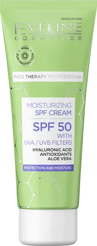 Eveline Cosmetics Face Therapy Professional, Nawilżający krem SPF 50 `Kwas hialuronowy, antyoksydanty, aloes`