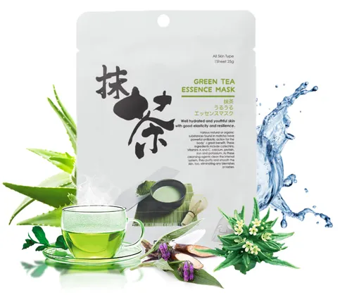 Mitomo Green Tea Essence Mask (Maska z wyciągiem z zielonej herbaty) - 3